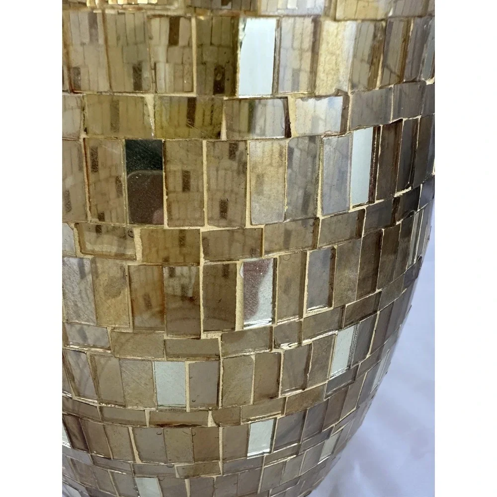 Gold Mosaic Glass Hurricane 10.25